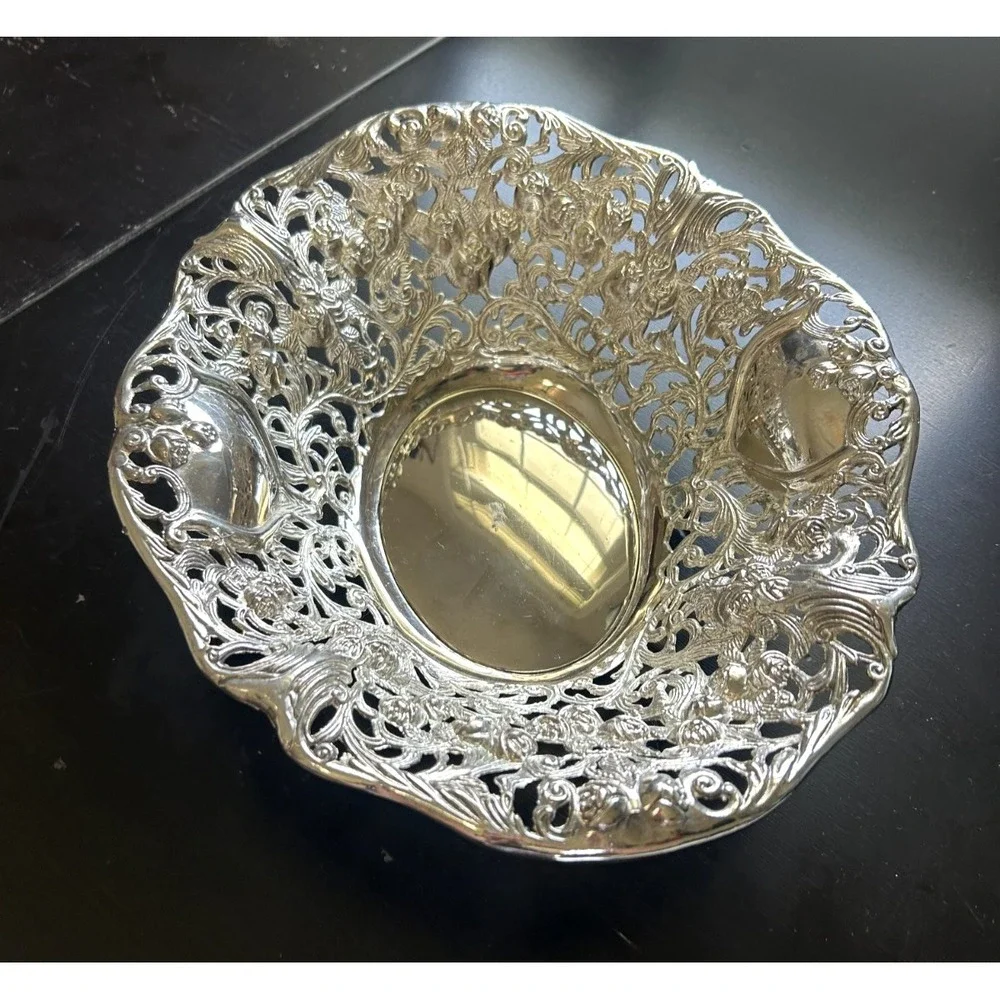 Vintage Godinger Silverplate Pierced Bowl 12